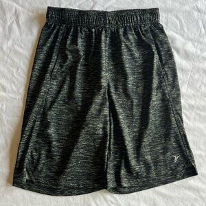 Old Navy Boy's Large (10-12) Heather Black & Green Active Drawstring Shorts